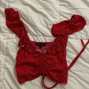 Red polka dot crop top